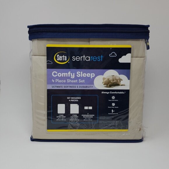 Serta SertaRest Comfy Sleep Sheet Set Sheets Secure Fit On Mattress Twin 4 pc - Picture 2 of 10